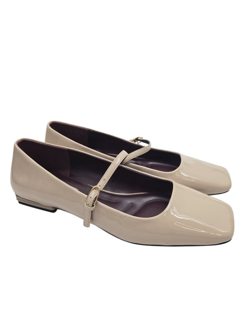 Franco Sarto Tinsley Patent  Mary Jane Flats Beige